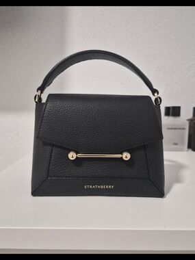 Strathberry Black Minibag Top-Handle Leather Satchel